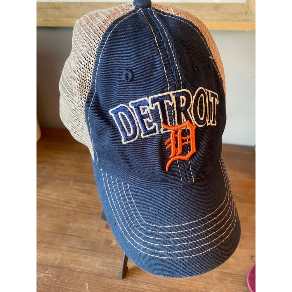 Detroit Tigers MLB Fan Favorite Trucker Hat Navy Blue Tan Mesh Cap